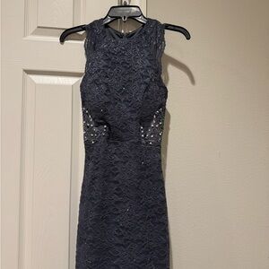 City Studio Navy Lace Backless Dress